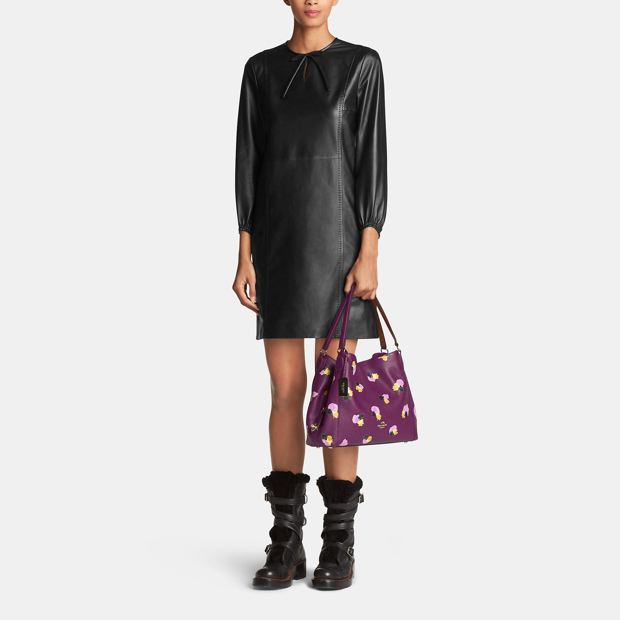 Lyst - COACH Edie Shoulder Bag 31 In Floral Print Leather in Purple