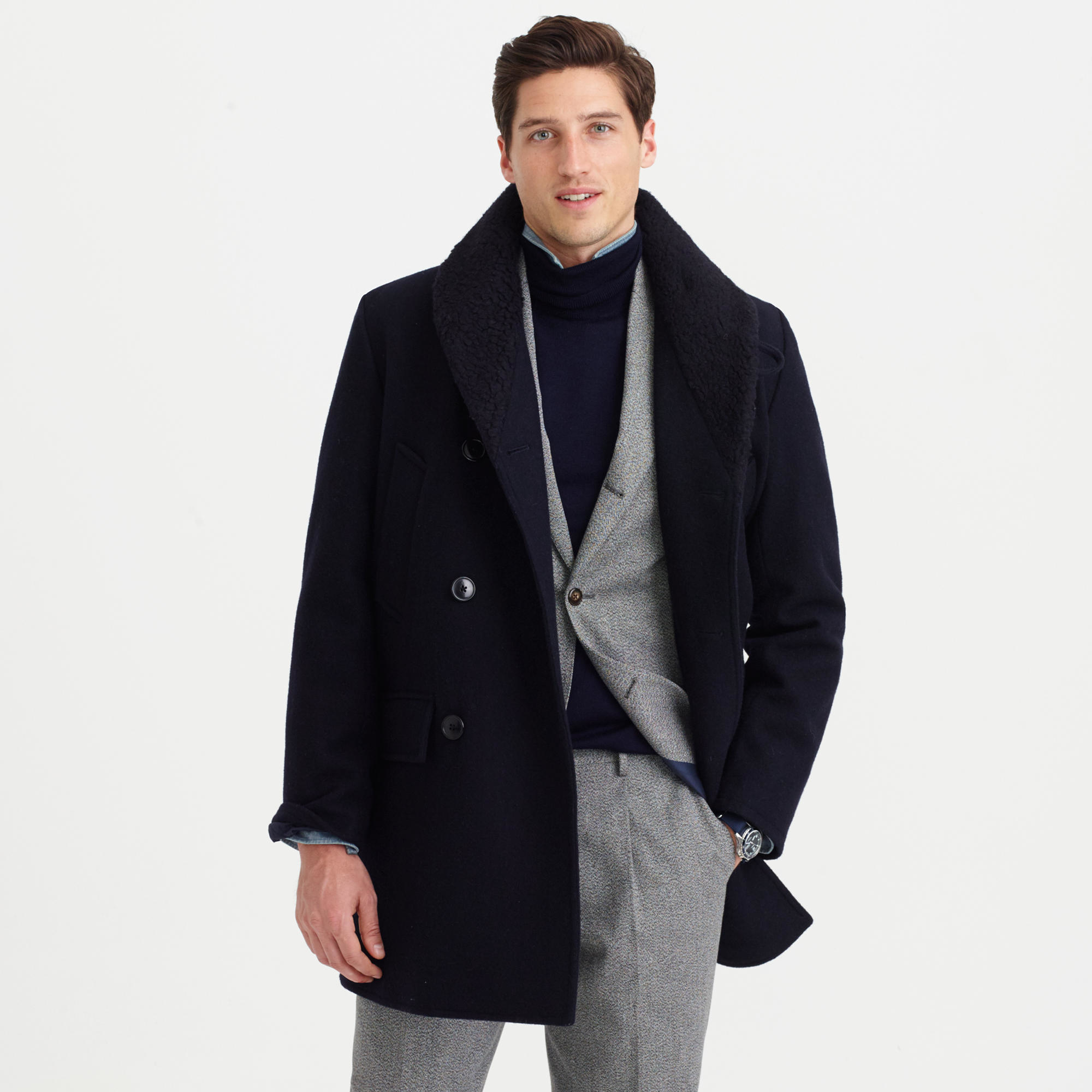 Lyst - J.Crew Shawl-collar Peacoat With Thinsulate in Blue for Men