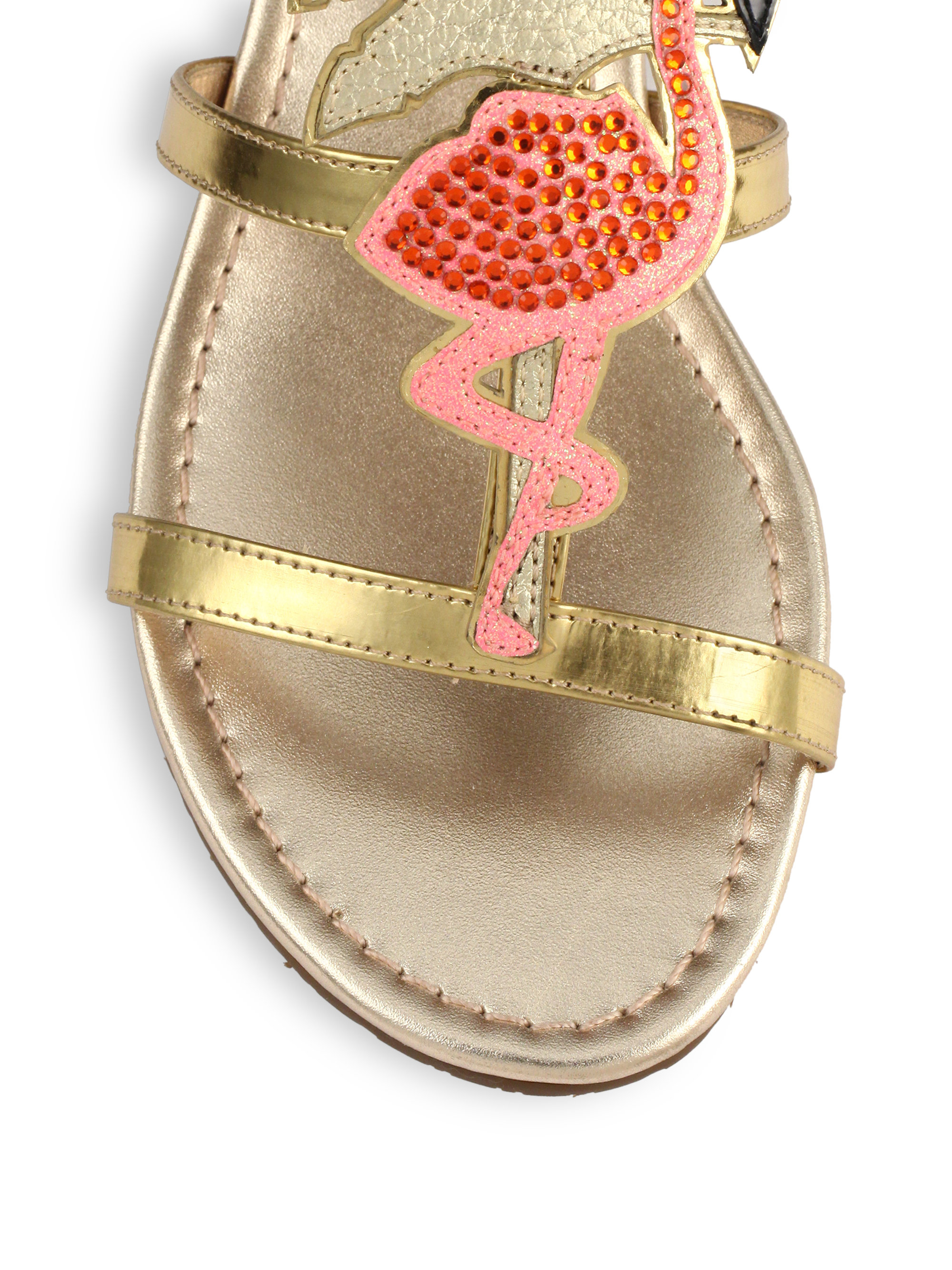 Lyst - Kate Spade New York Tammy Crystal Flamingo-paneled Metallic Leather Sandals in Metallic