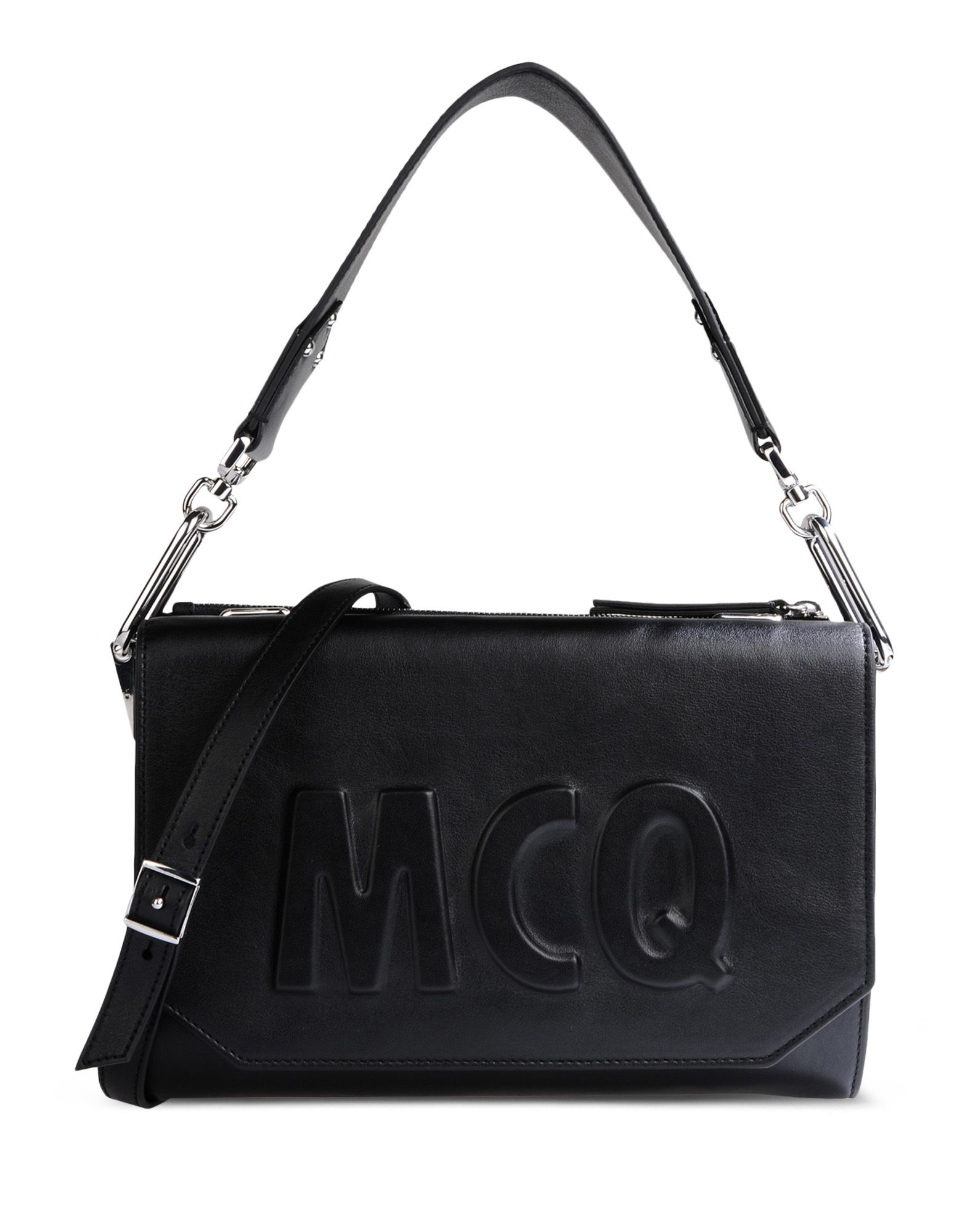 Mcq alexander mcqueen Logo-Embossed Leather Shoulder Bag in Black | Lyst