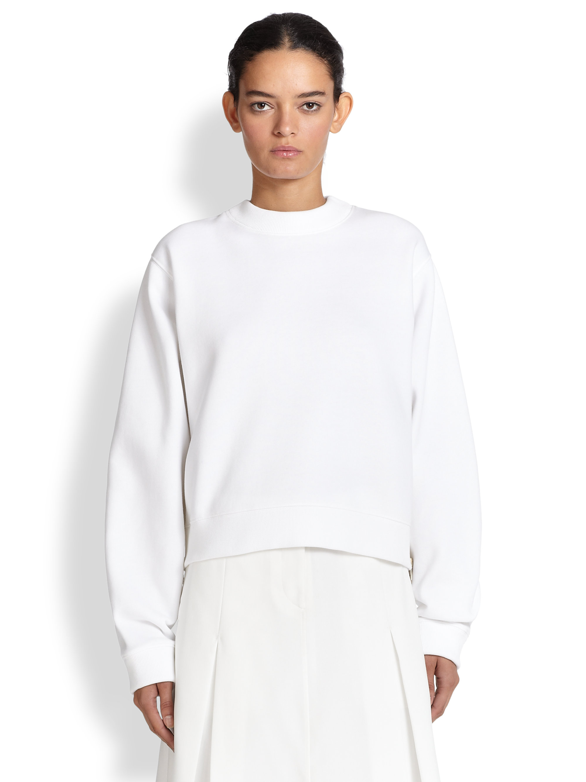 Acne studios Bird Fleece Sweater in White | Lyst