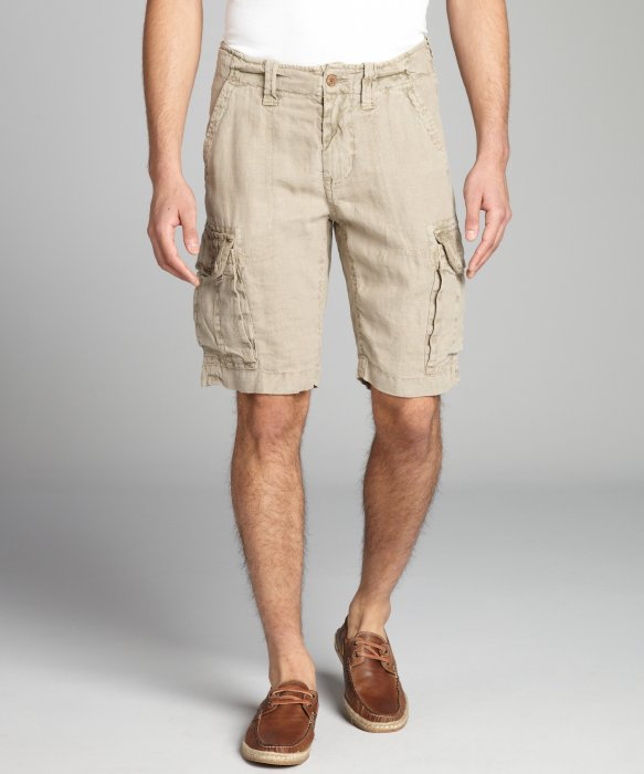 Lyst Tailor Vintage Khaki Linen Cargo Shorts in Natural for Men