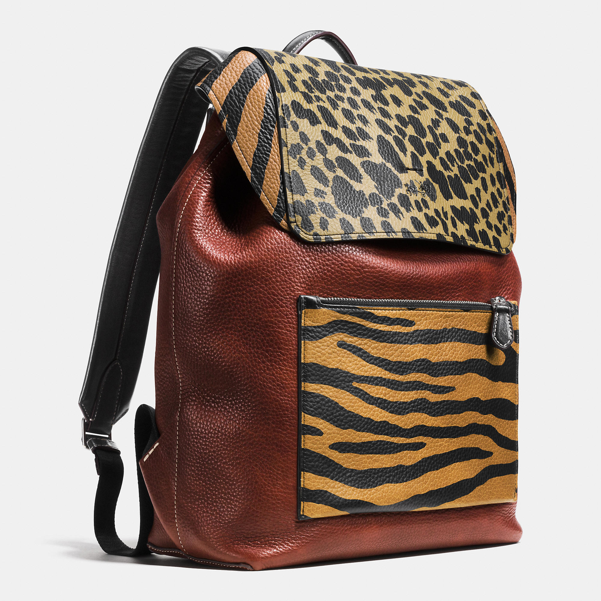 COACH Small Backpack In Printed Pebble Leather in Orange Tiger (Red) for Men - Lyst