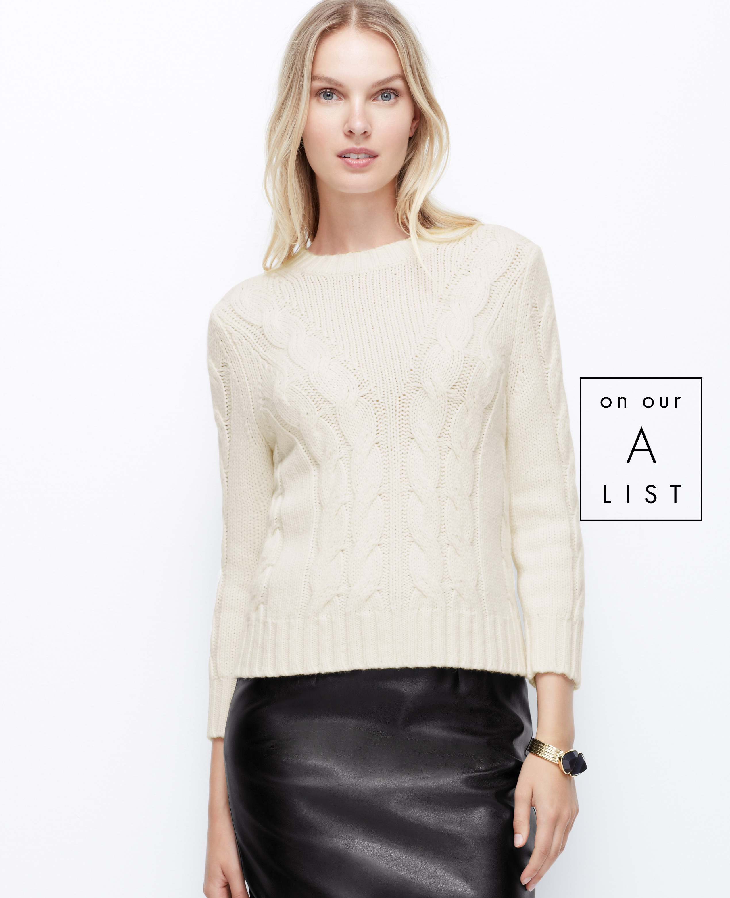 cropped cable sweater