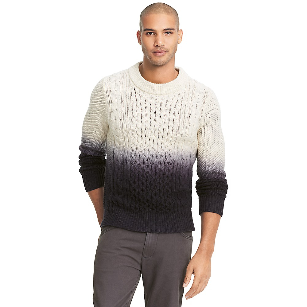 Tommy Hilfiger | Beige Dip-Dyed Cable Knit Sweater for Men | Lyst