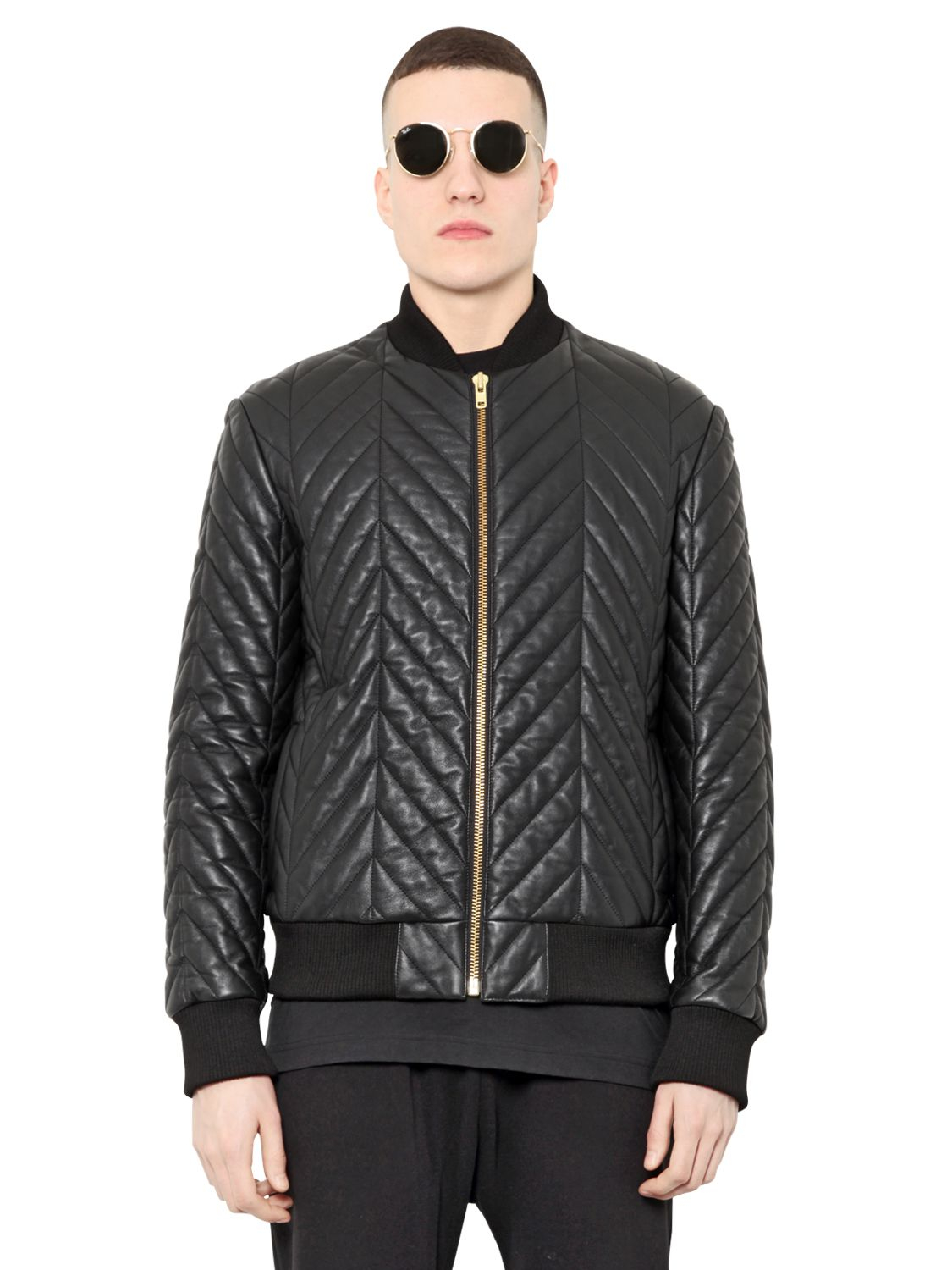 Blood brother Quilted Leather Bomber Jacket in Black for Men | Lyst