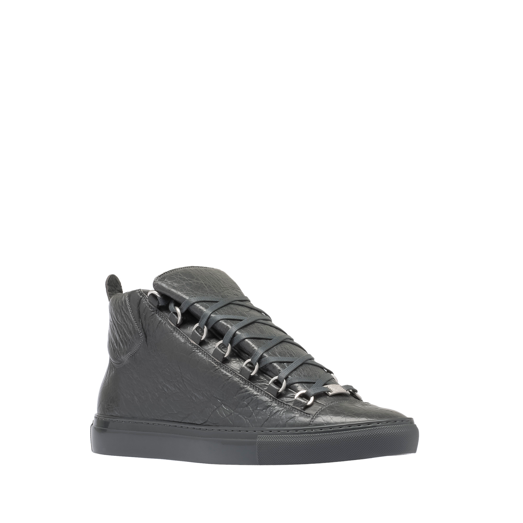 Balenciaga Arena Matte Leather High-Top Sneakers in Gray | Lyst