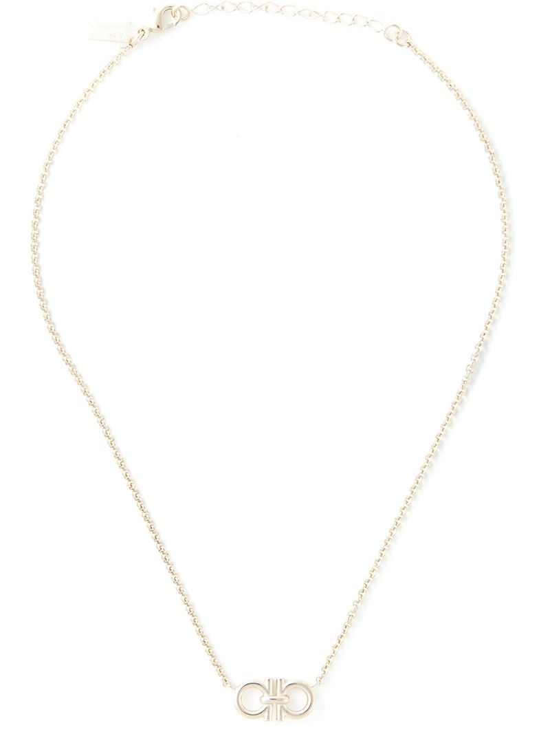 Lyst - Ferragamo Gancini Pendant Necklace in Metallic