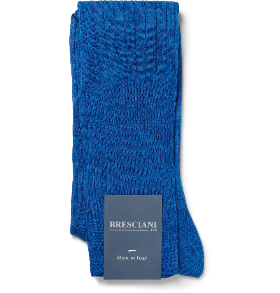 Bresciani Knee-Length Cotton Socks in Blue for Men - Lyst