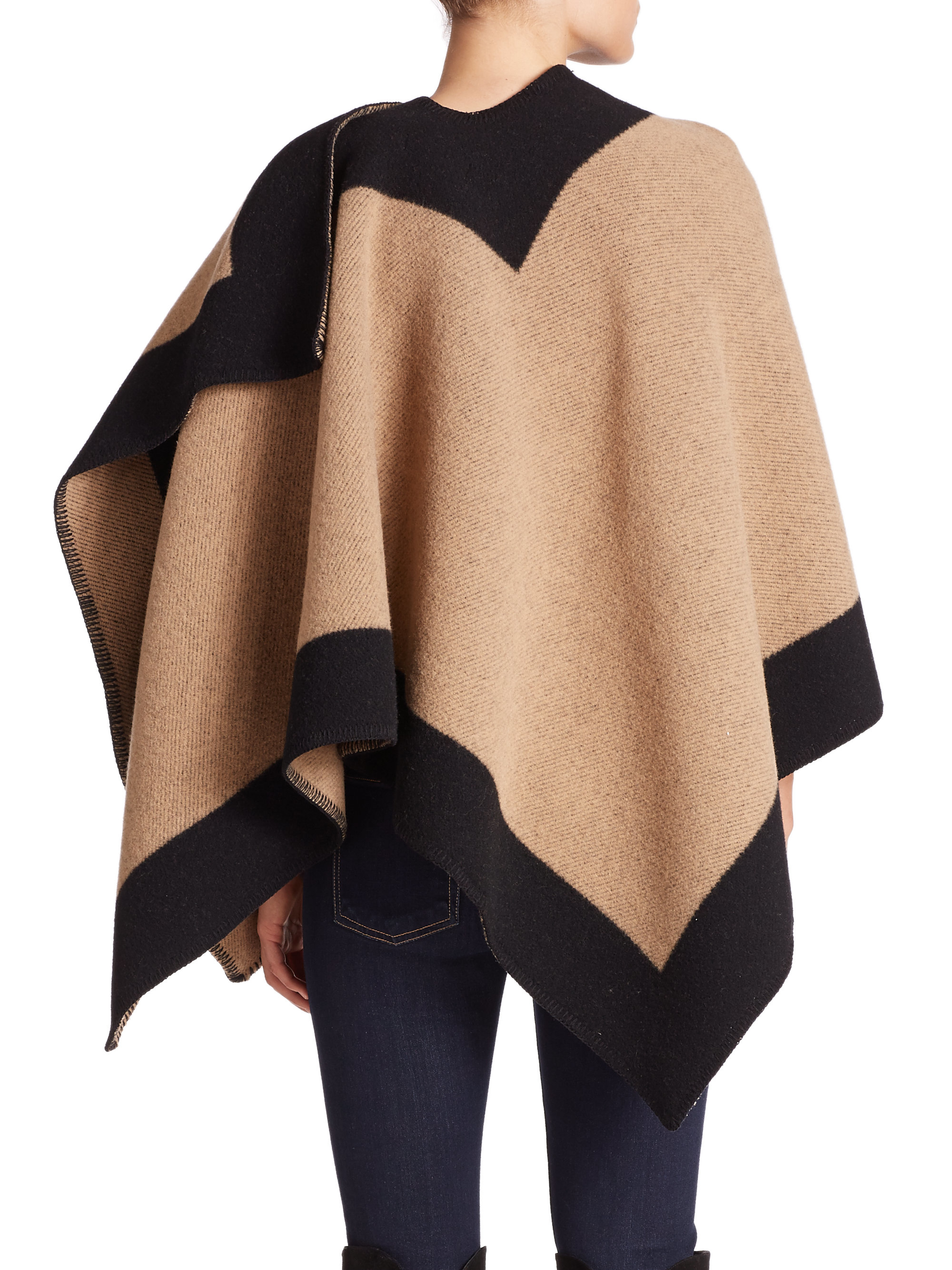 Lyst - Burberry Bordered Wool & Cashmere Shawl in Brown