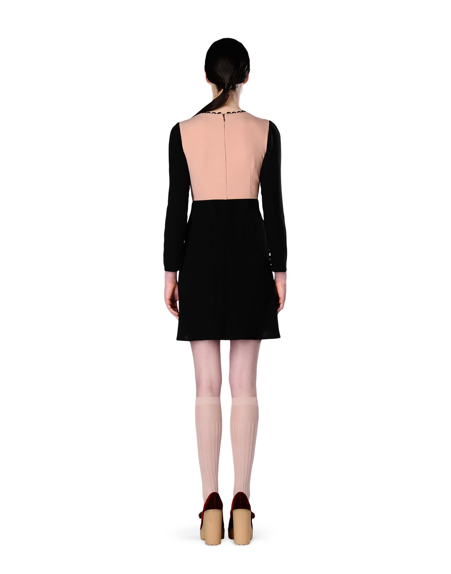 Red valentino Piped Scalloped Flared Dress in Black | Lyst