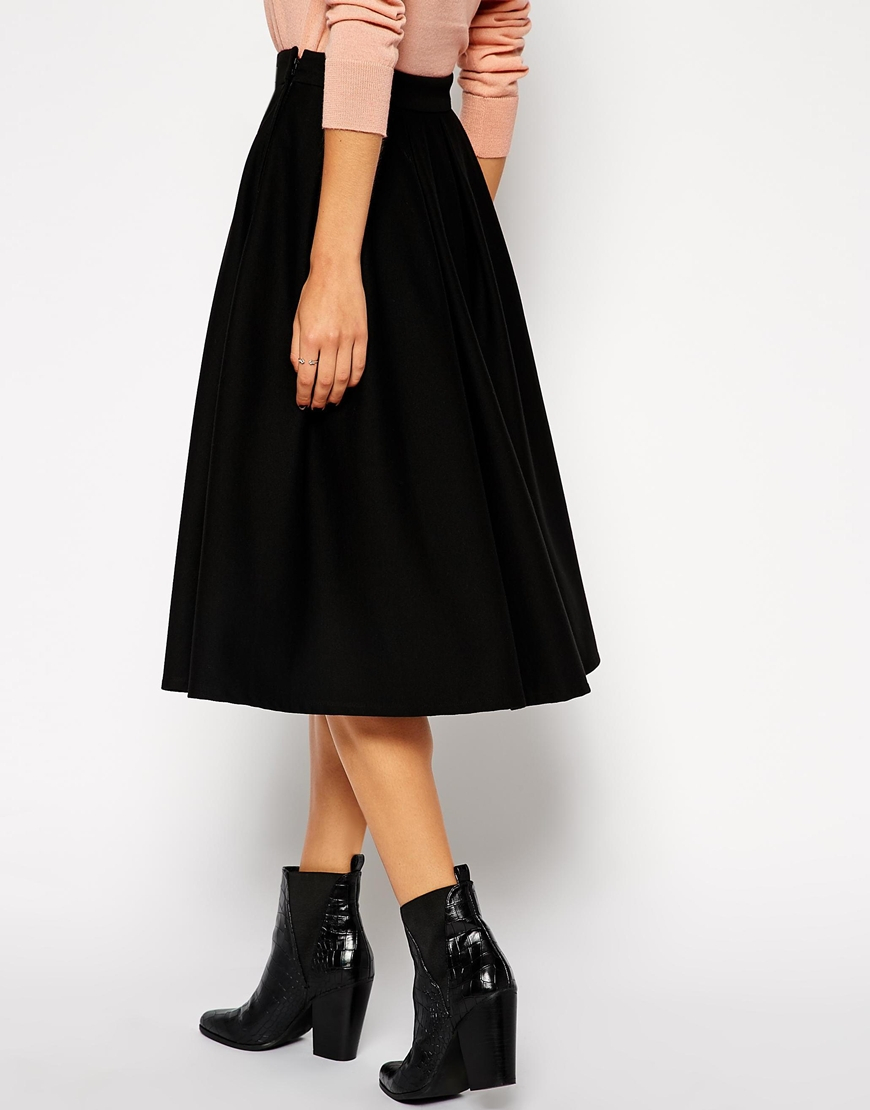 Lyst - Asos Midi Skirt In Ponte With Pleats in White