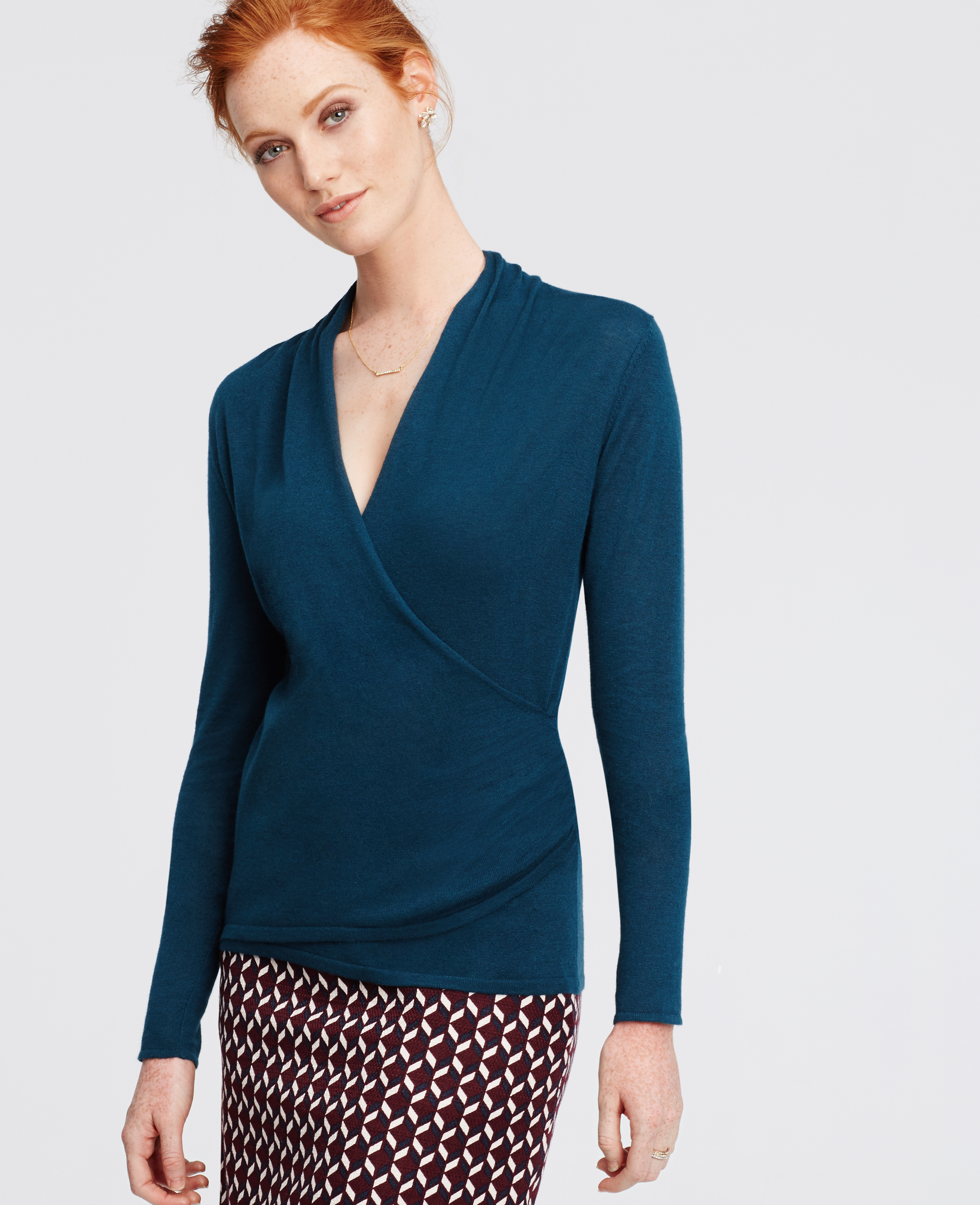 Ann taylor Wrap Sweater in Blue | Lyst