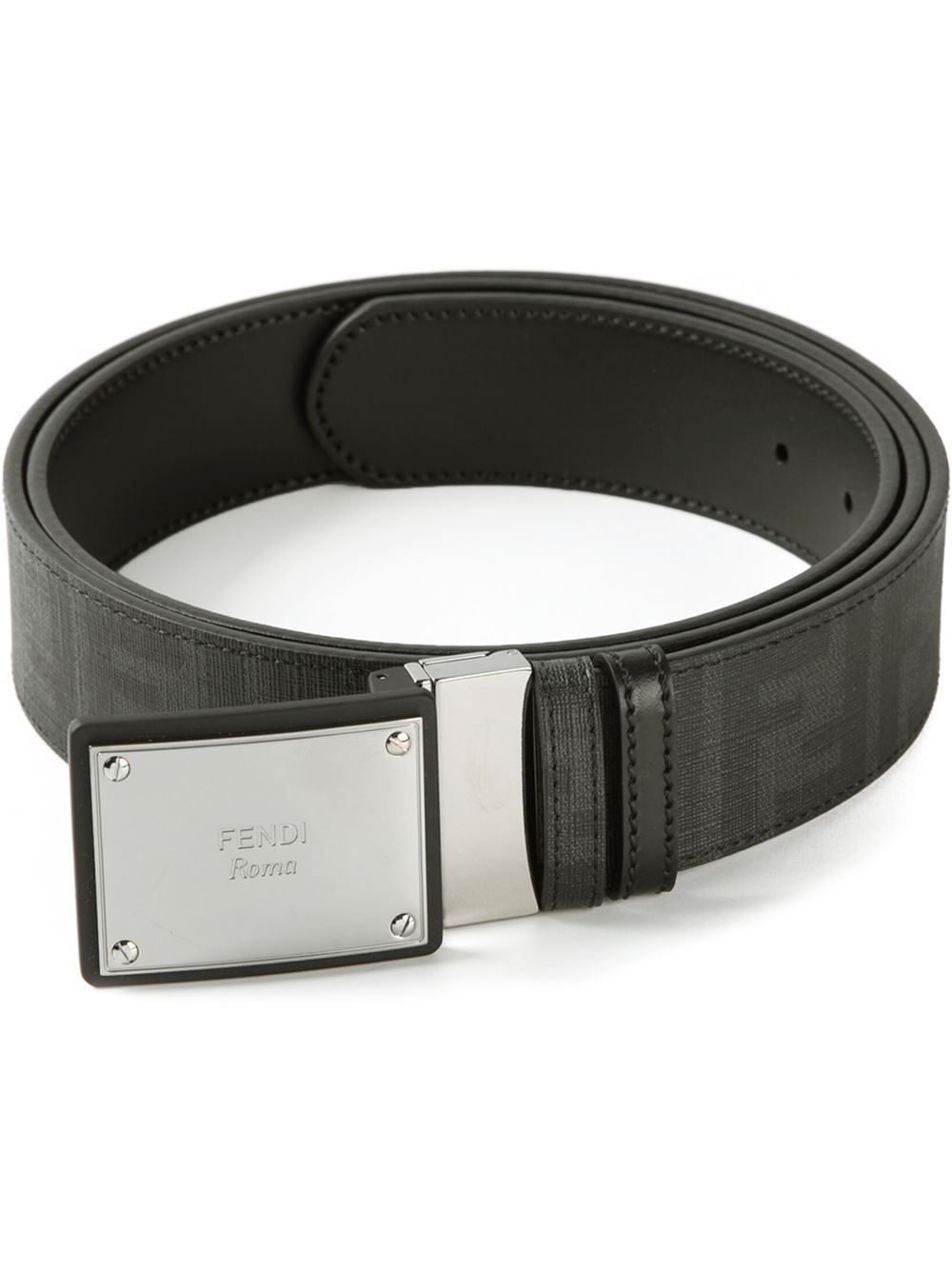 Fendi Logo Plaque Buckle Belt in Black for Men | Lyst