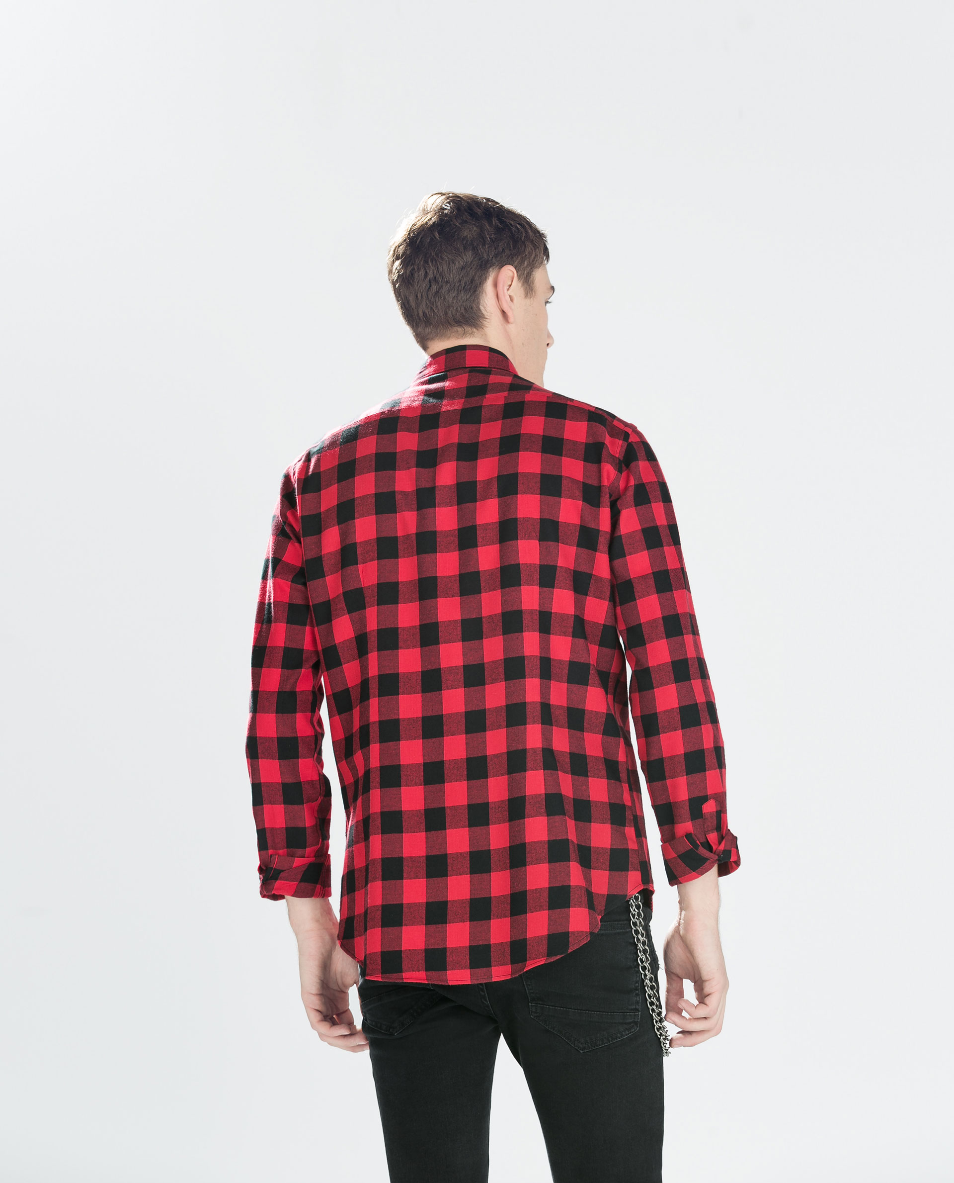 Zara Two-Tone Checked Flannel Shirt in Red for Men | Lyst