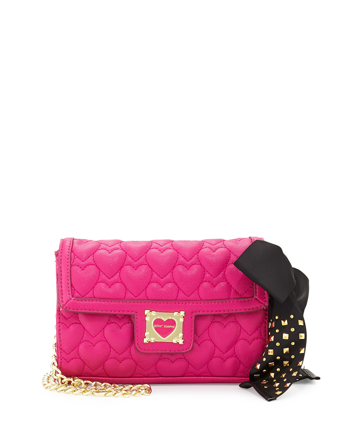 Betsey johnson Heart-Quilted Crossbody Bag in Pink | Lyst