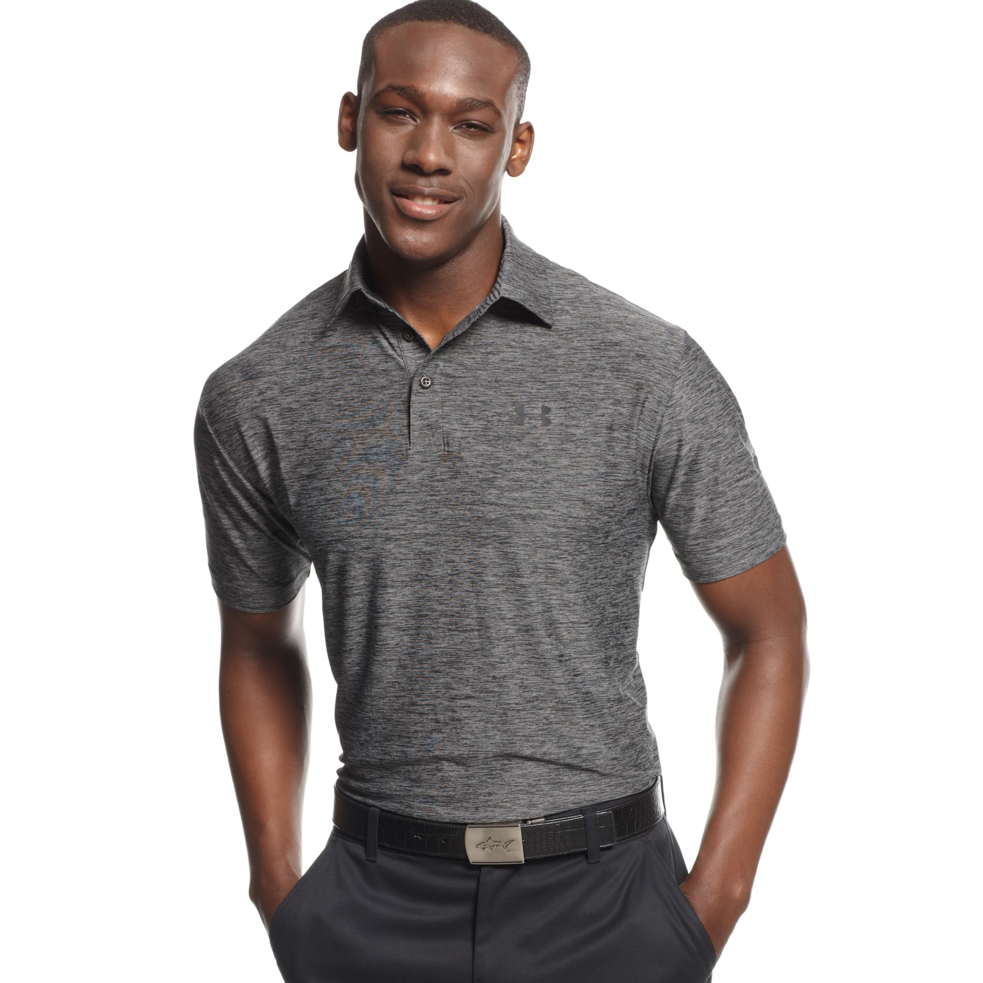 under armour men's playoff performance heather golf polo