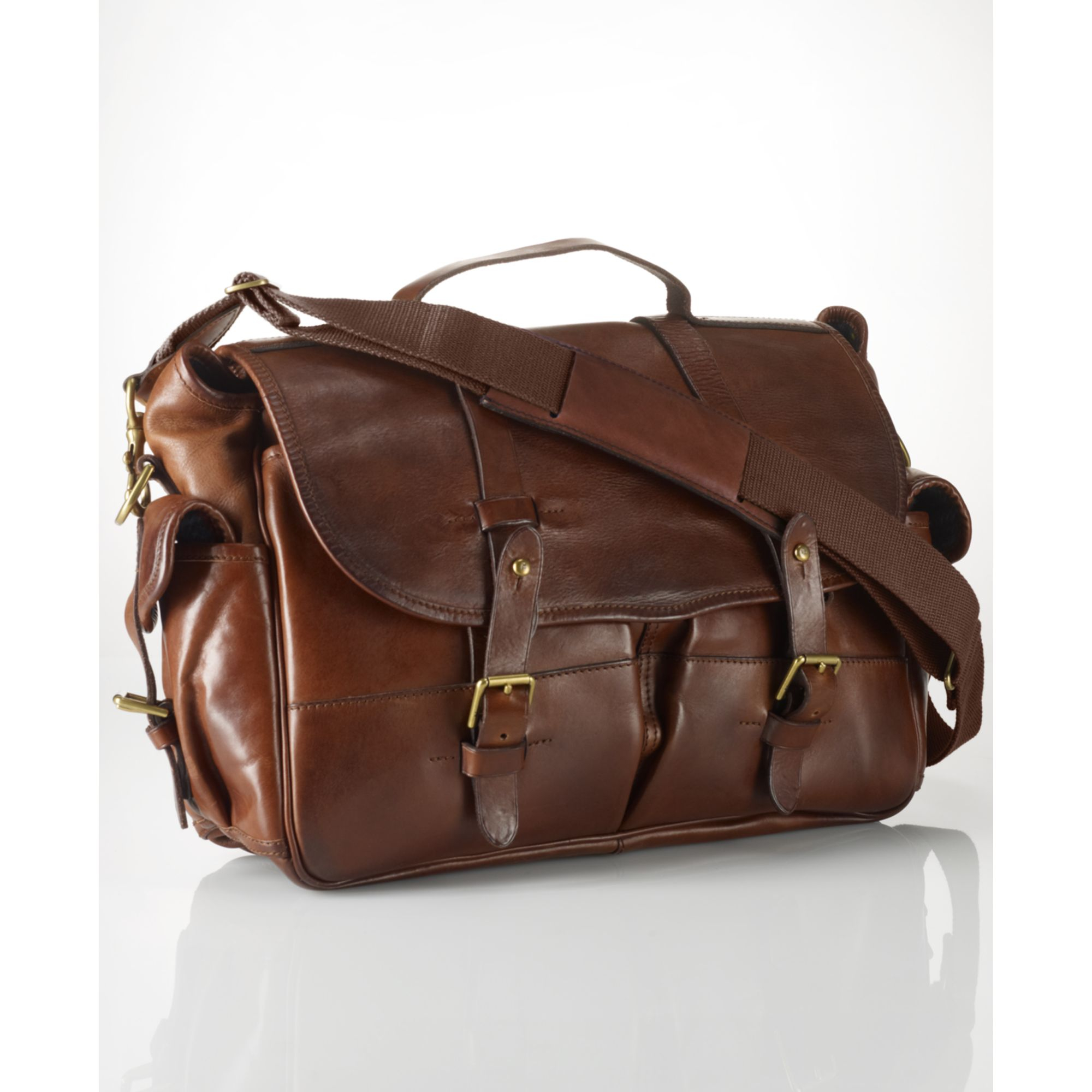 Lyst Ralph Lauren Leather Messenger Bag In Brown For Men Gallery