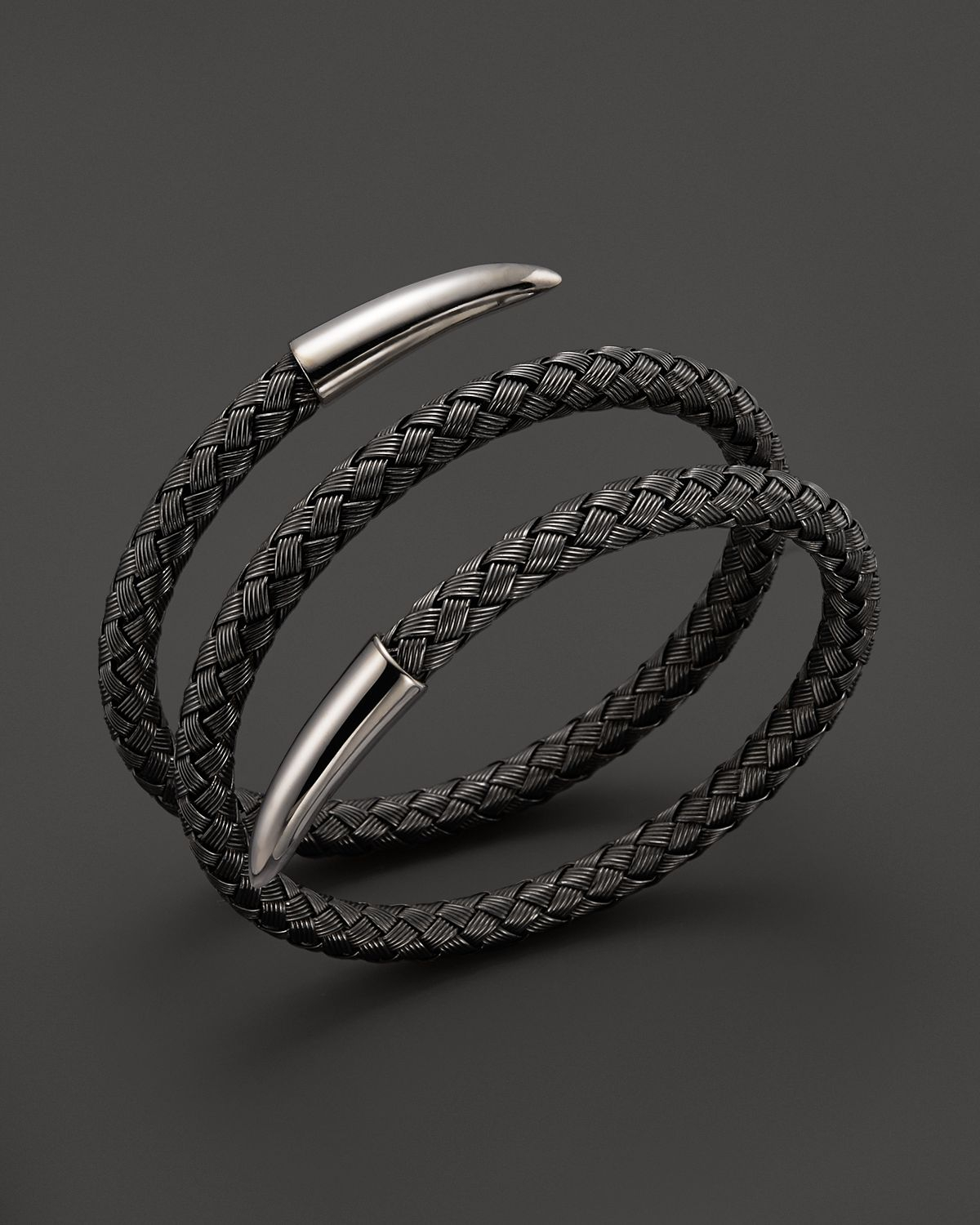 Lyst Roberto Coin Sterling Silver And Ruthenium Snake Bangle In Gray Gallery