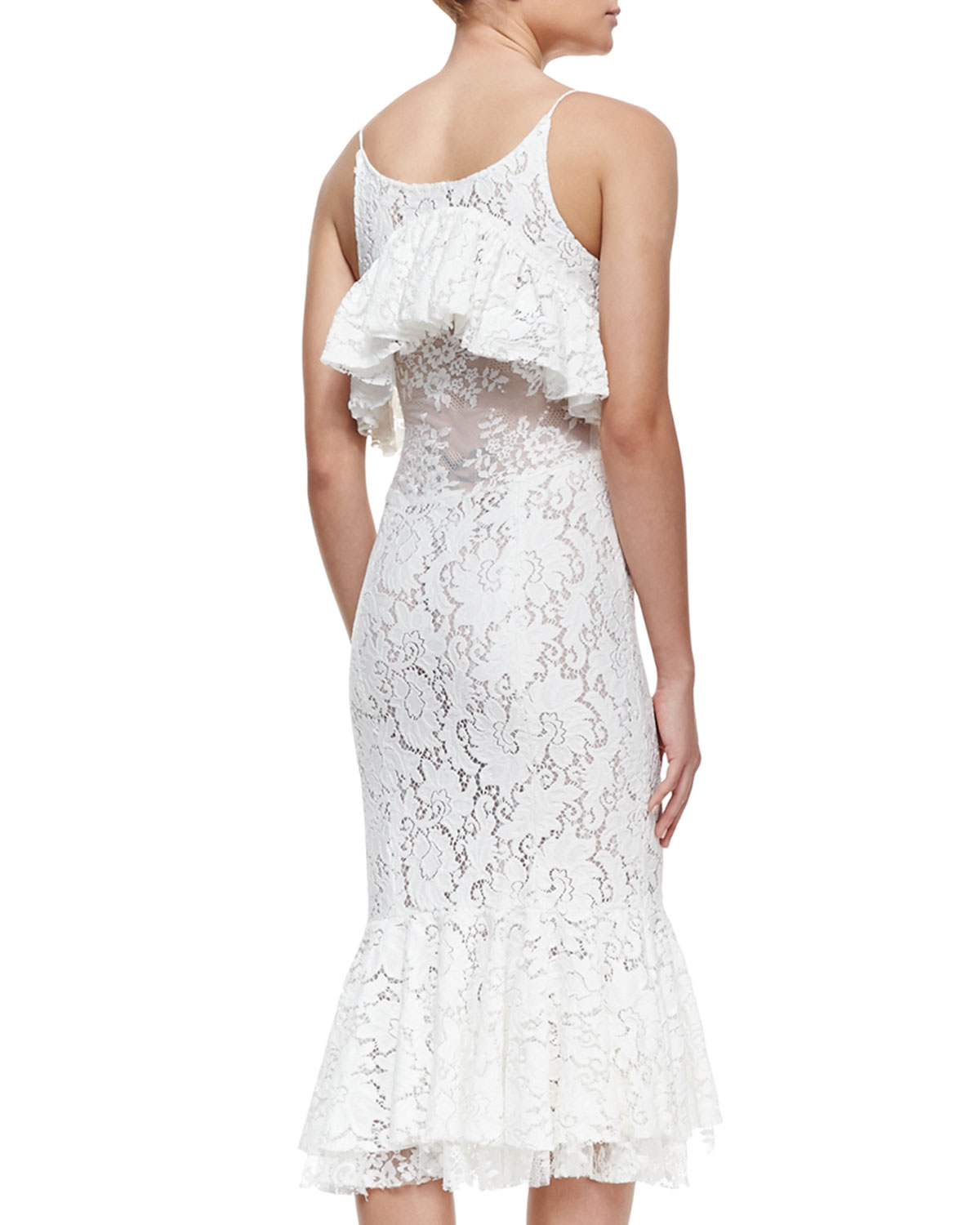 Lyst Tracy Reese Flounce Lace Slip Dress White In Gallery