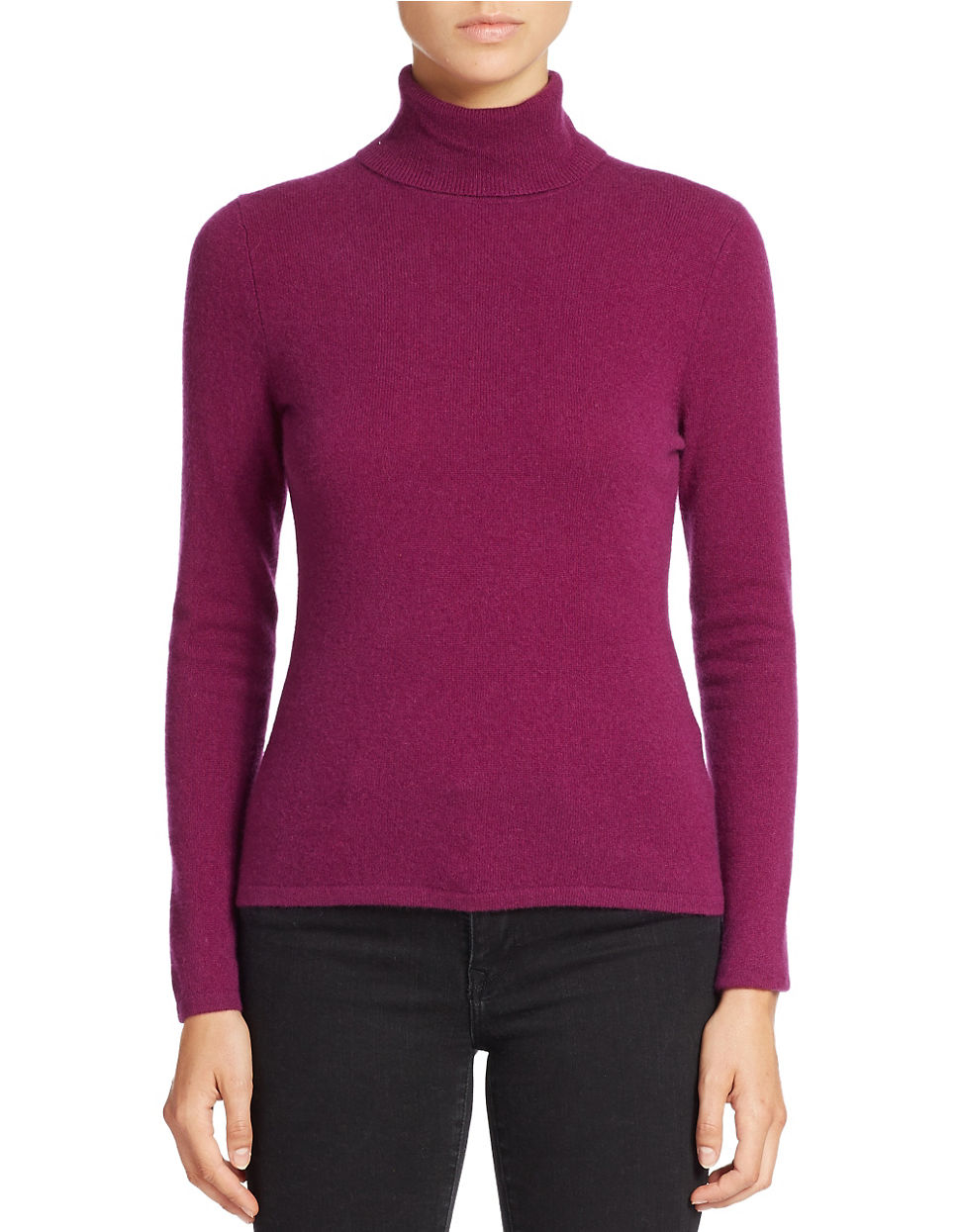 Lord & taylor Petite Cashmere Turtleneck Sweater in Purple | Lyst