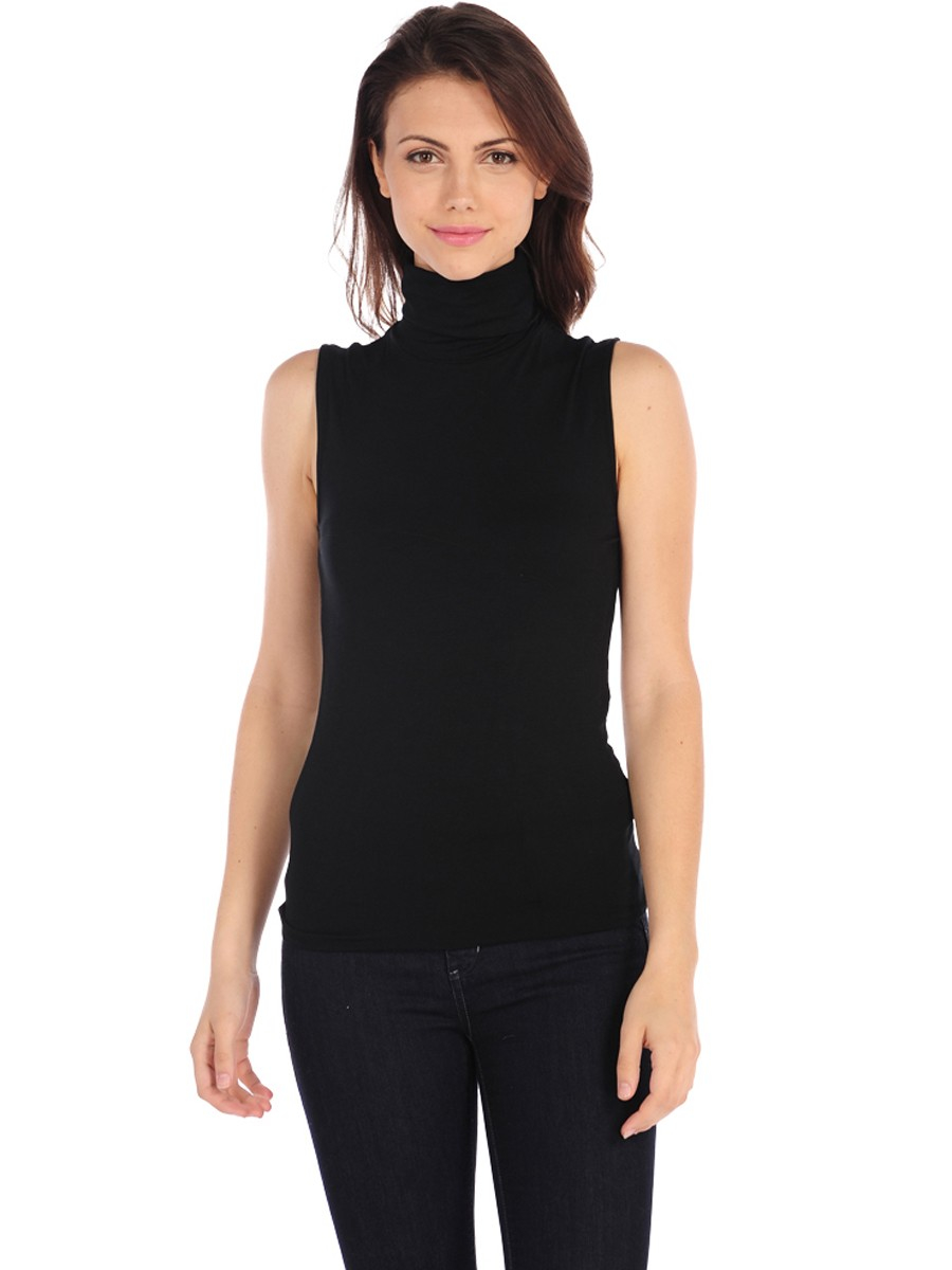 black sleeveless mock turtleneck