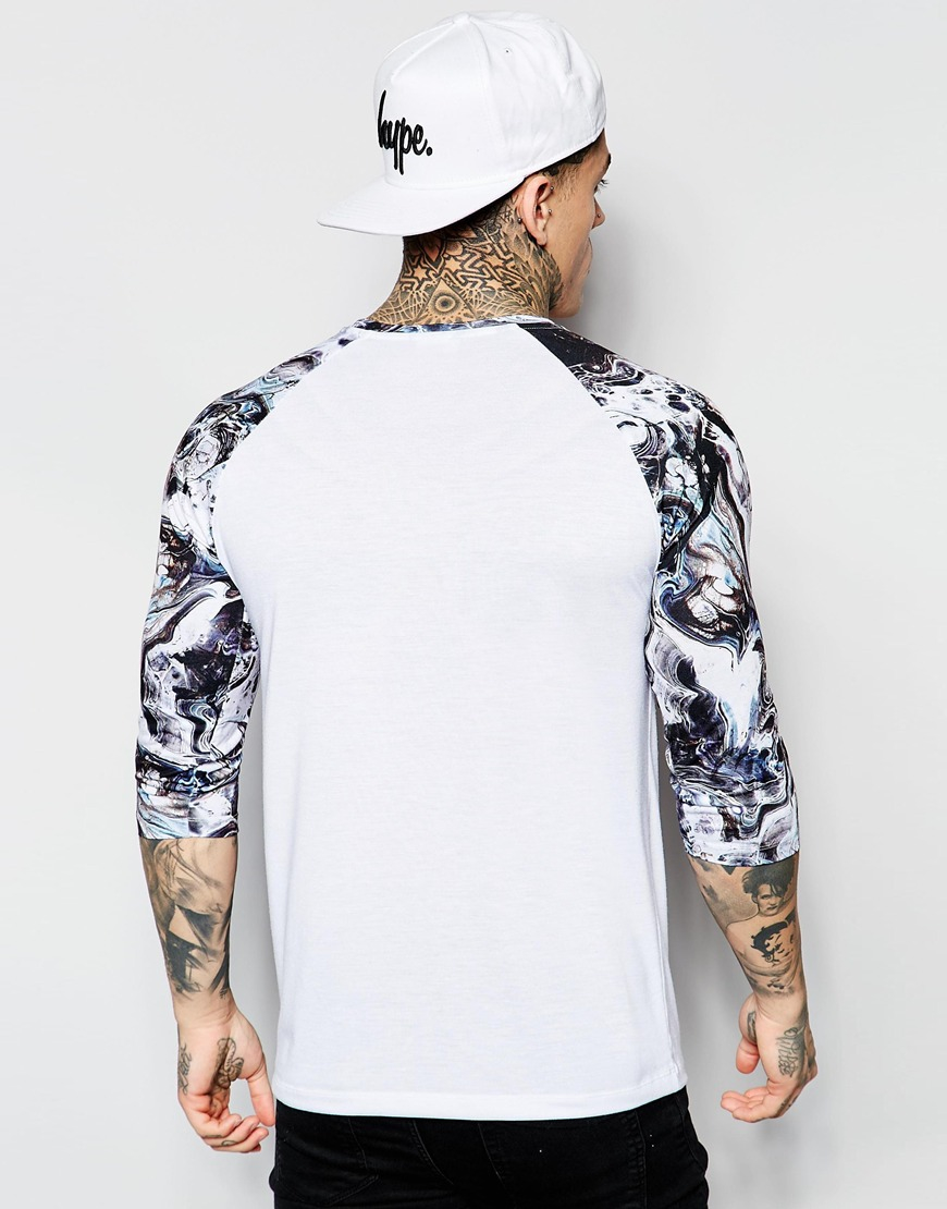 Download Lyst - Hype 3/4 Sleeve Raglan T-shirt With Marble Print ...
