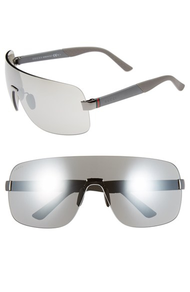 gucci ruthenium grey silver mirror mens shield sunglasses ruthenium grey silver mirror gray product 0 689275349 normal