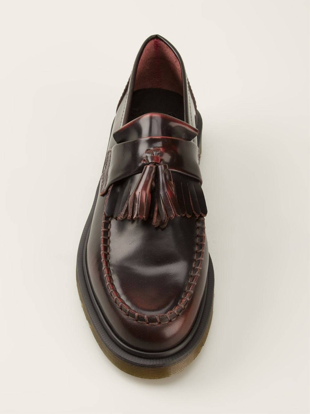 dr martens adrian bar loafers in red