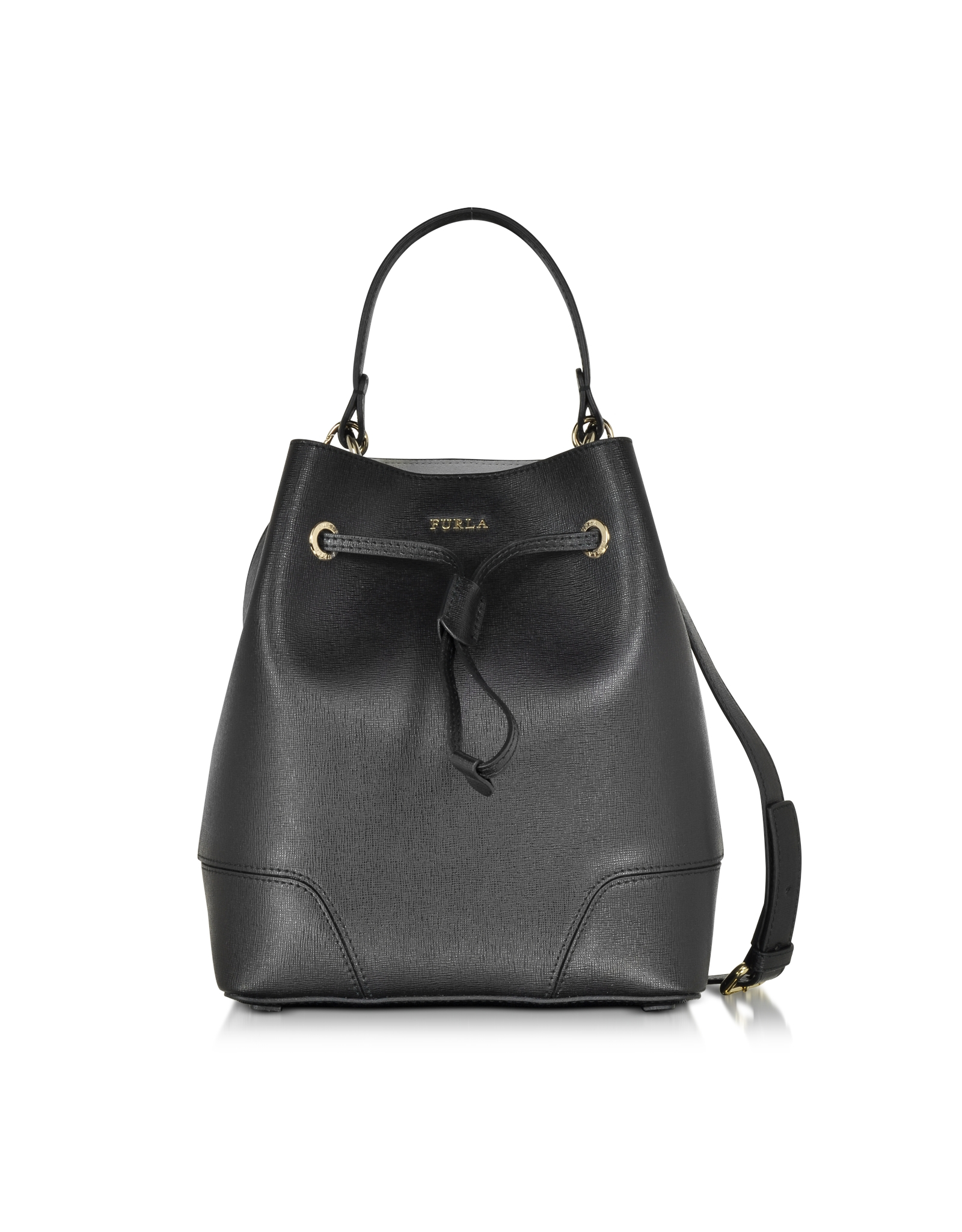 Lyst - Furla Stacy Onyx Leather Small Bucket Bag in Black
