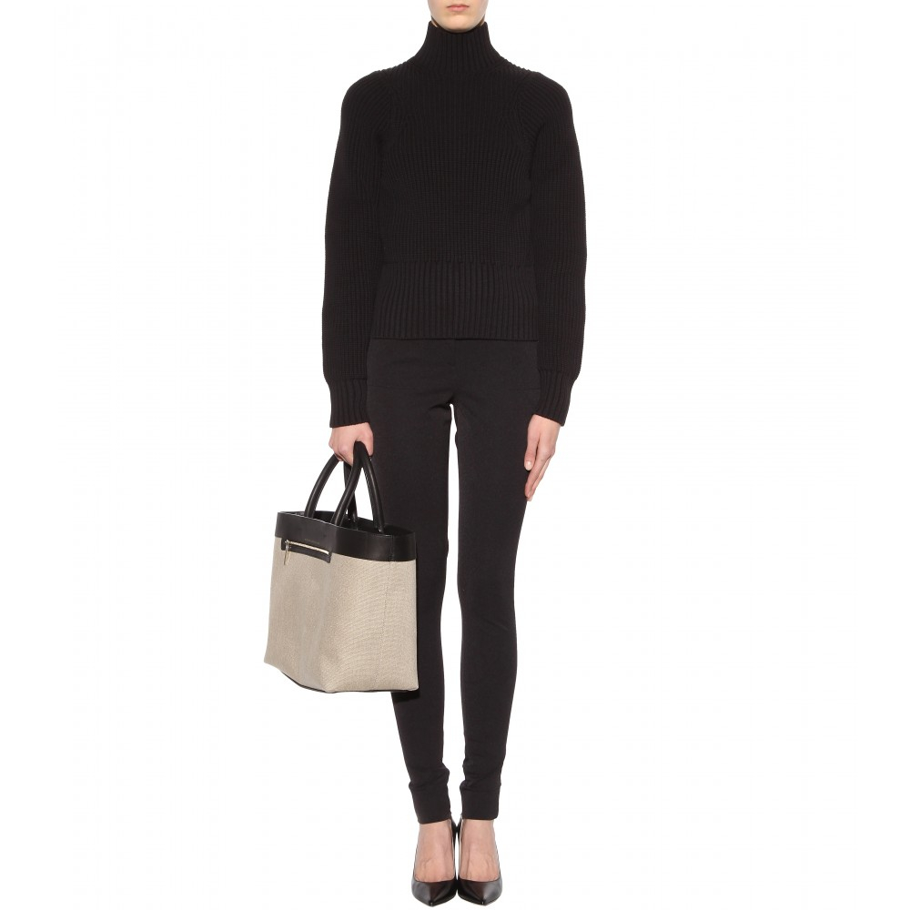 Victoria beckham Cotton-blend Turtleneck Sweater in Black | Lyst
