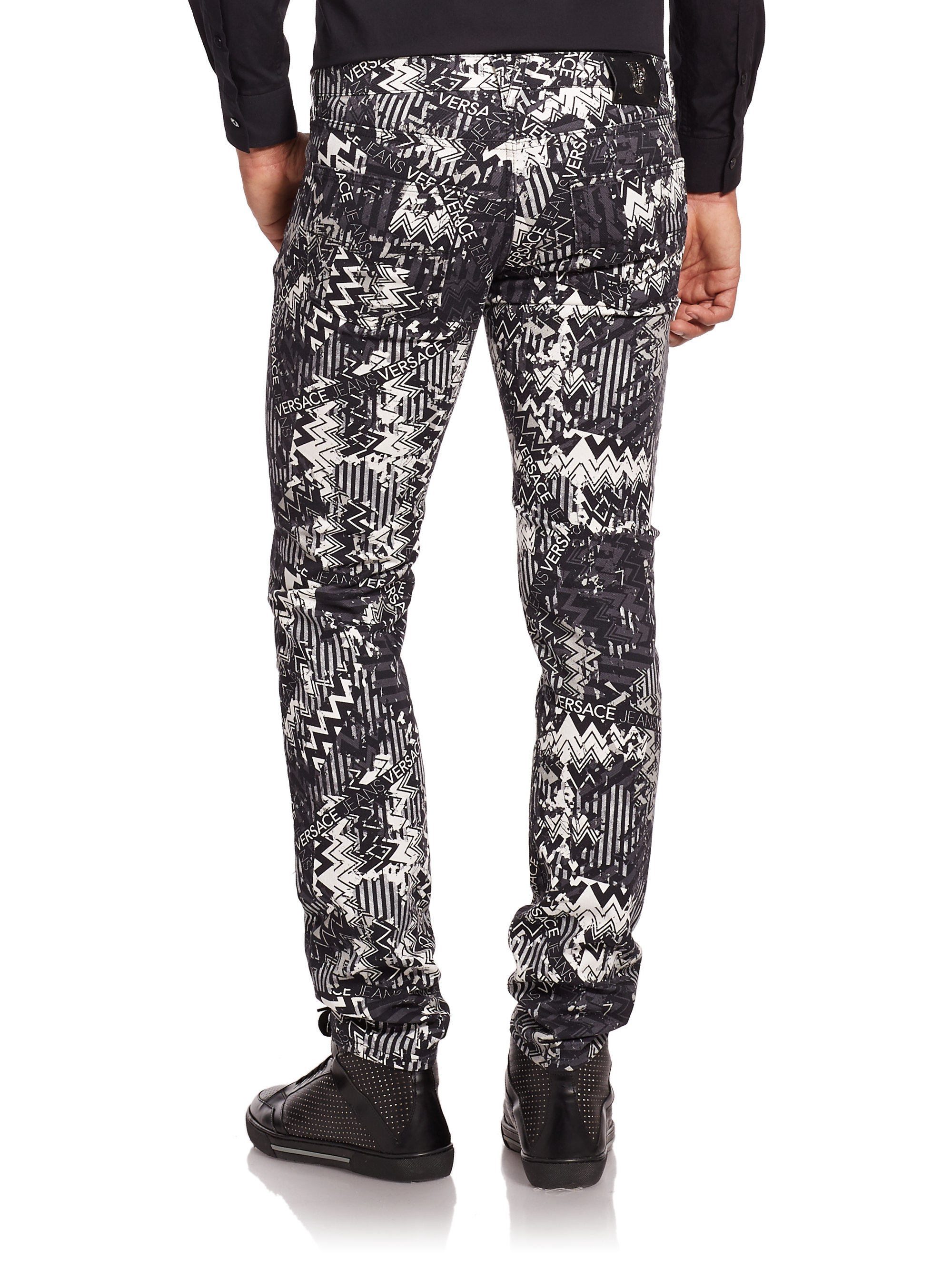 Lyst - Versace Jeans Skinny Print Jeans in White for Men