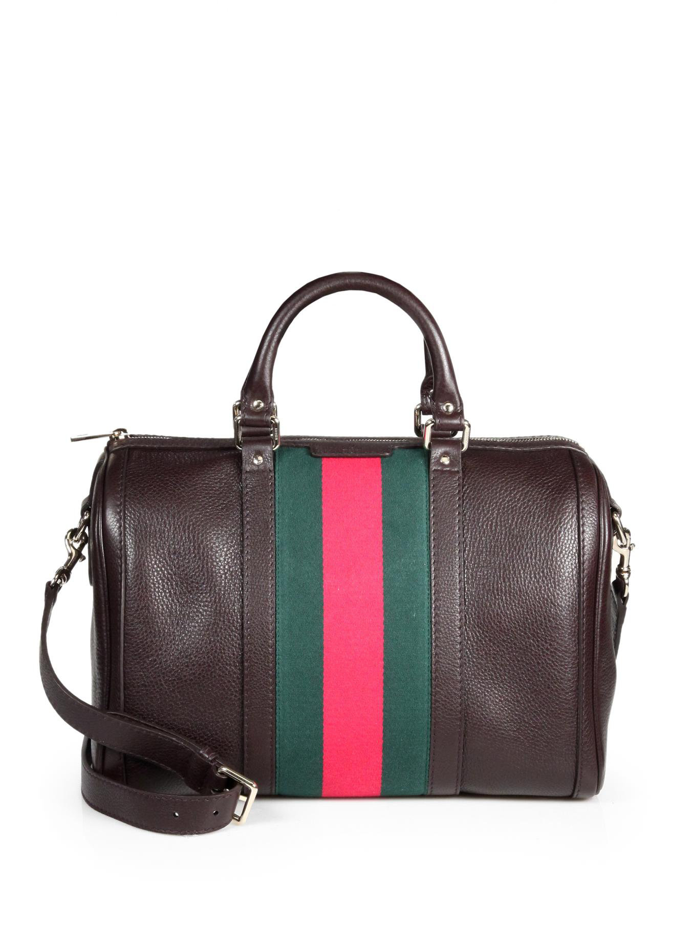 Lyst - Gucci Vintage Web Medium Boston Bag in Brown