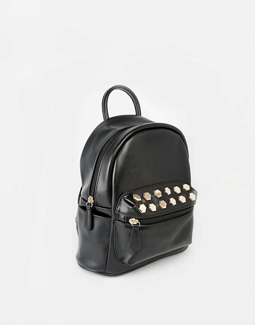 Lyst - ASOS Mini Studded Backpack in Black