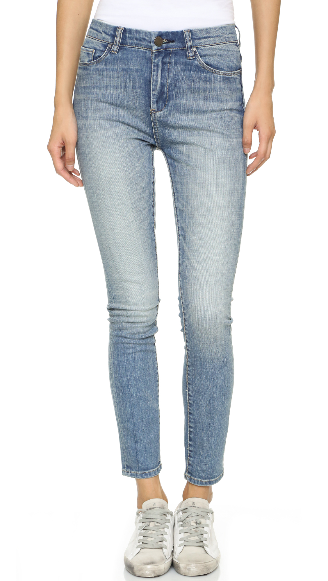 Lyst - Blank High Rise Ankle Skinny Jeans in Blue