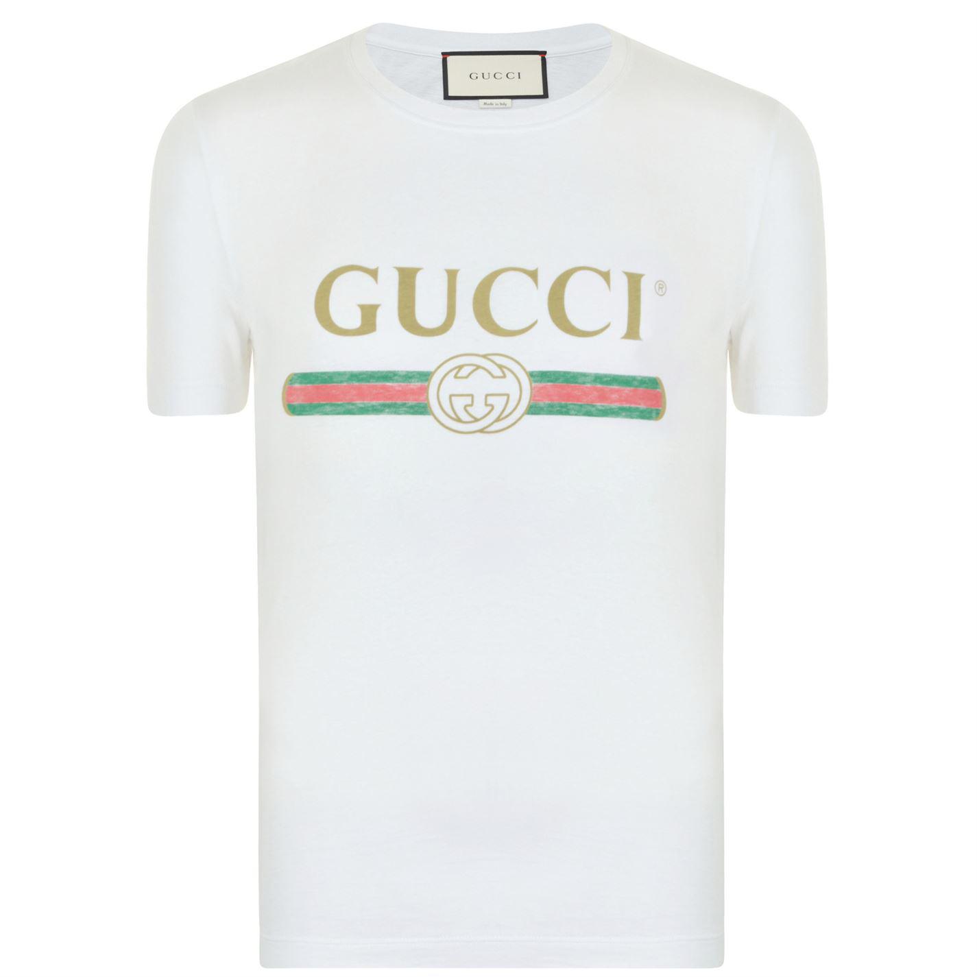 Lyst - Gucci Distressed Fake Logo T Shirt in White for Men