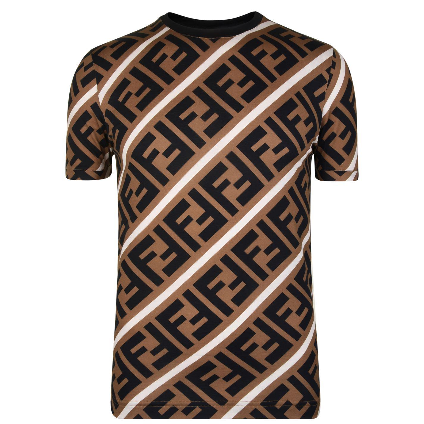 Fendi Ff Short Sleeve T Shirt in Brown for Men - Lyst