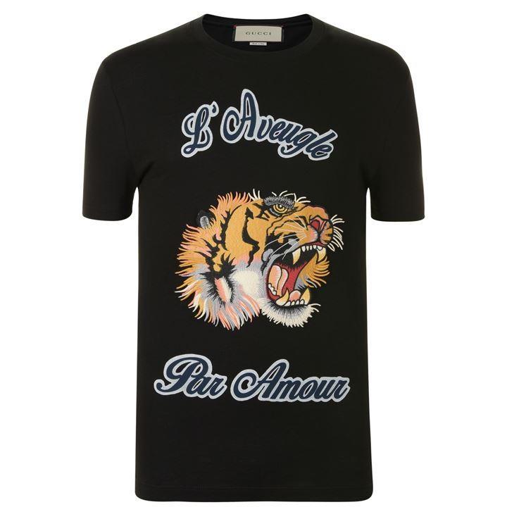 Gucci Cotton Tiger Amour T Shirt in Black for Men - Lyst