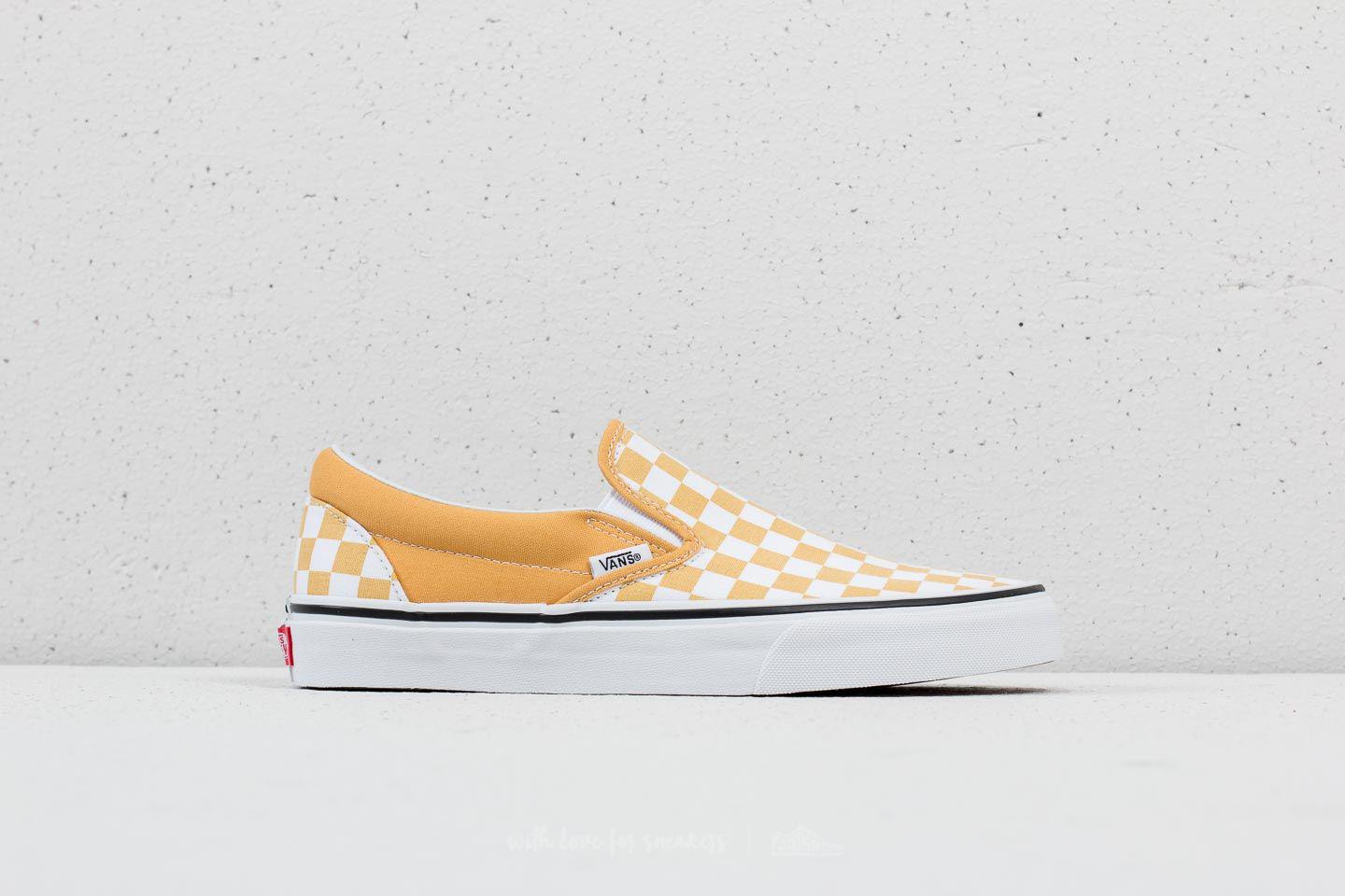 vans classic slip on checkerboard ochre true white vans classic slip on checkerboard ochre true white