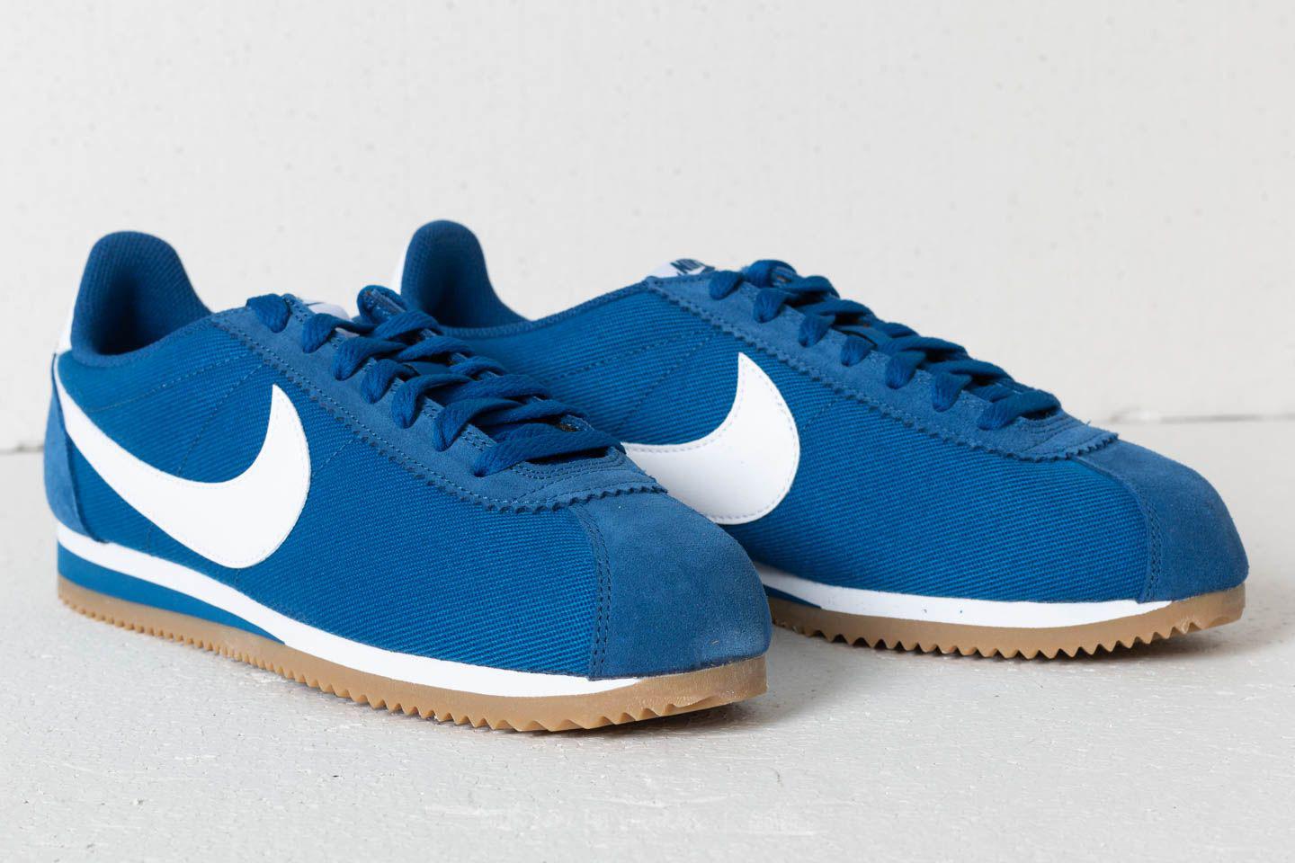 nike classic cortez nylon white gym blue