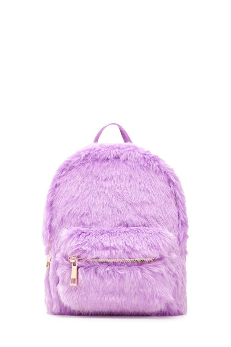Forever 21 Faux Fur Mini Backpack in Purple | Lyst