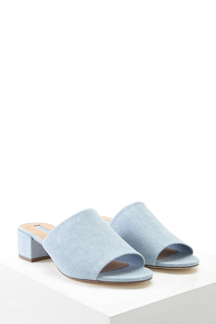 Forever 21 Denim Mules , Light Blue in Blue Lyst