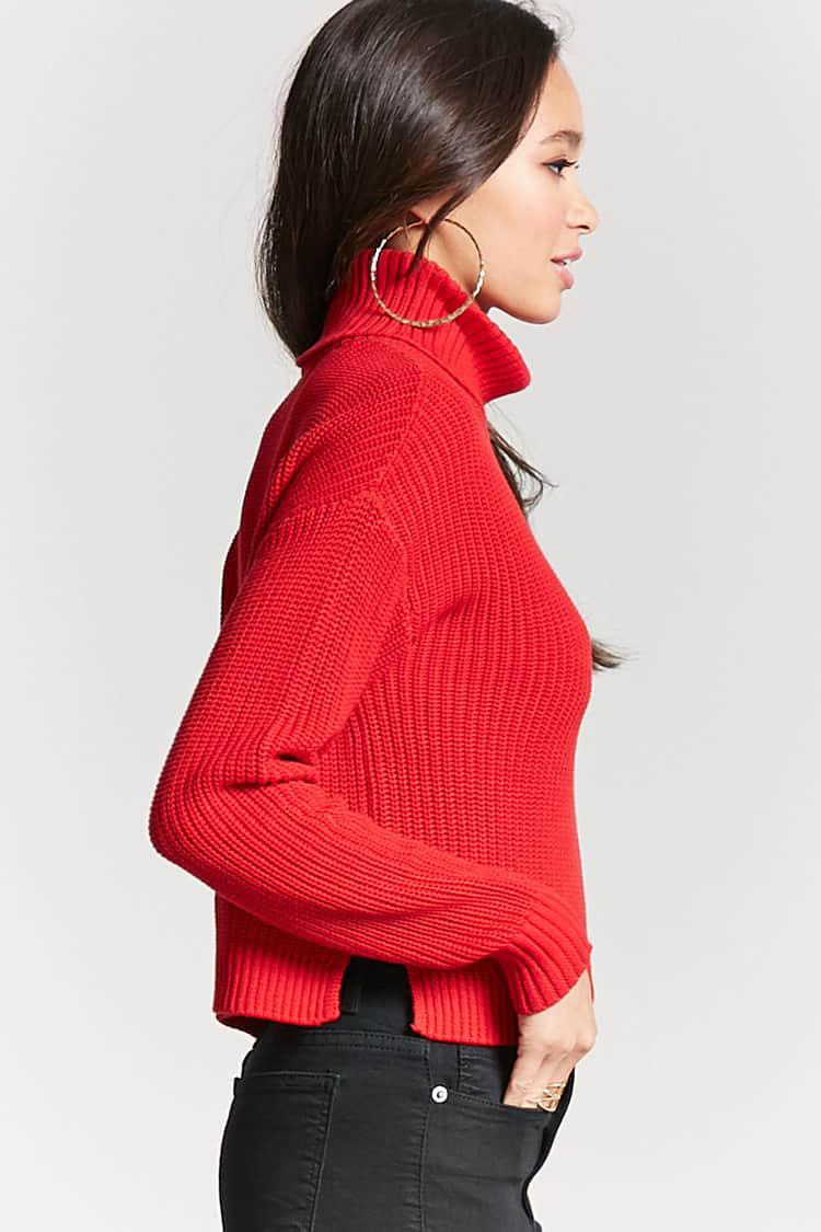 Lyst Forever 21 Oversized Turtleneck Sweater In Red