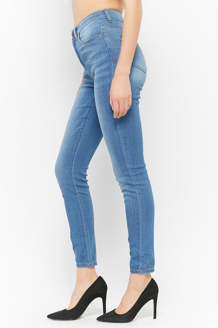 light blue high rise skinny jeans