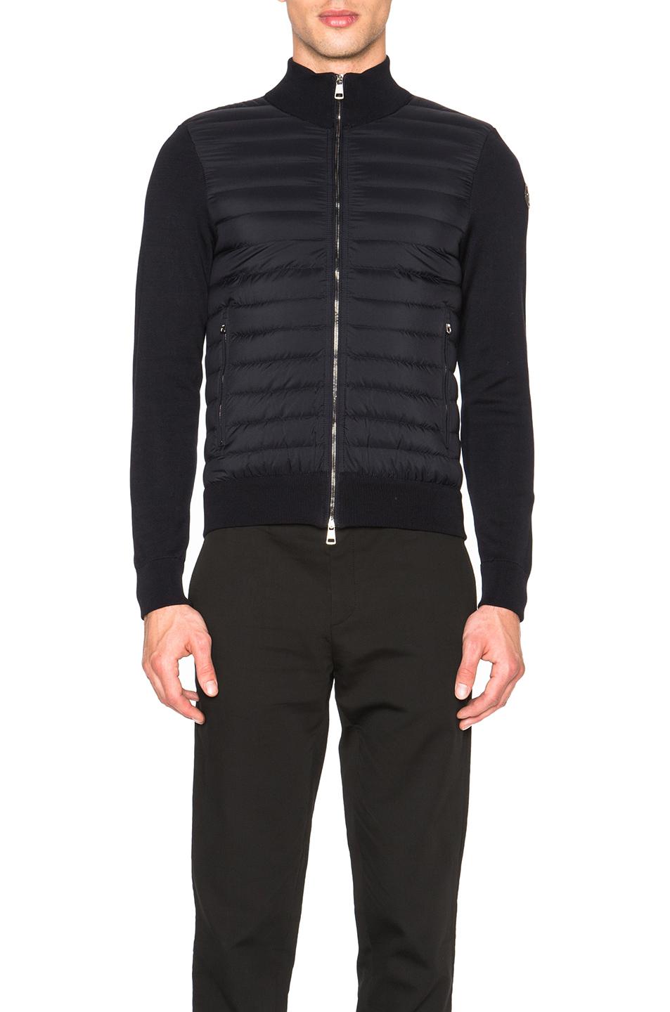 Moncler Synthetic Maglia Tricot Cardigan Jacket in Navy (Blue) - Lyst