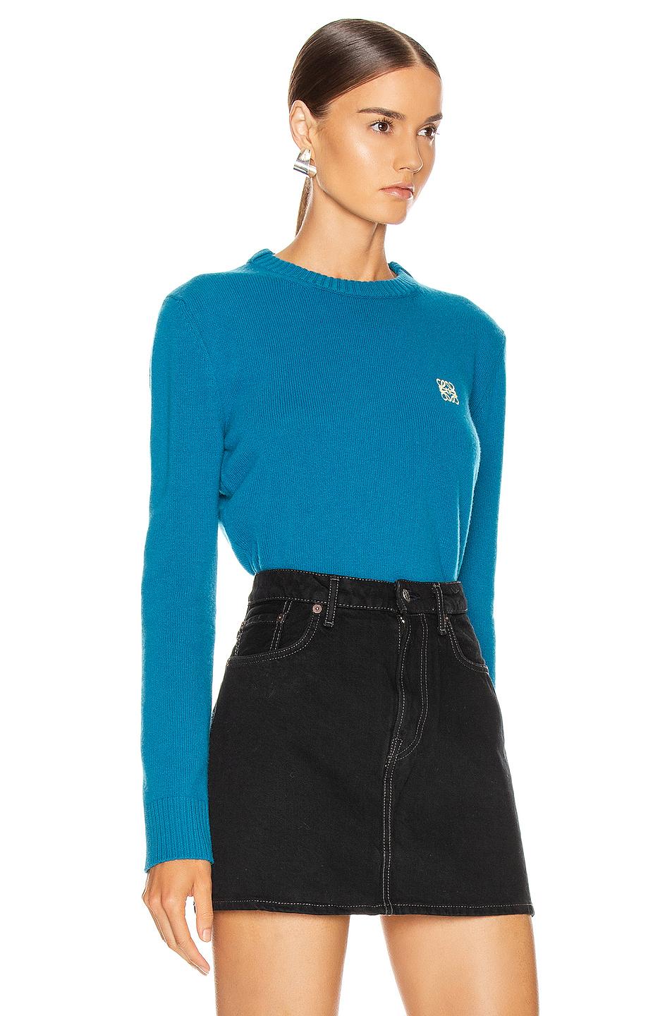 Loewe Wool Short Anagram Sweater in Cobalt Blue (Blue) - Lyst