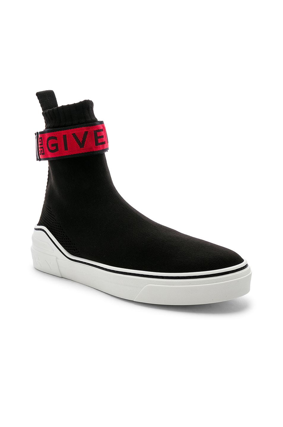 Givenchy Leather George V Sock Sneakers in Black & Red (Black) for Men ...