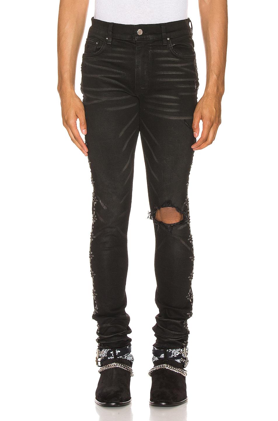 Amiri Cotton Side Studded Broken Jean in Black for Men - Lyst