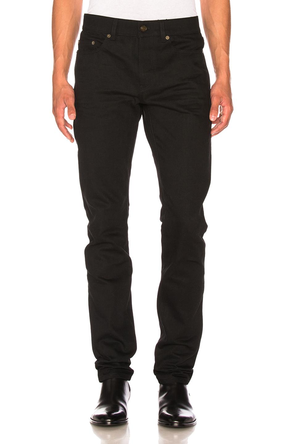 Lyst - Saint Laurent Low Rise Skinny Jeans in Black for Men