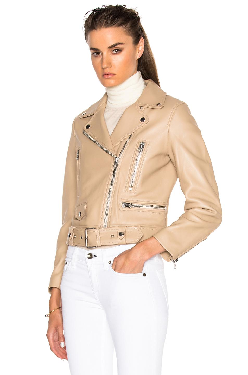 Download Acne Studios Mock Leather Jacket in Natural - Lyst